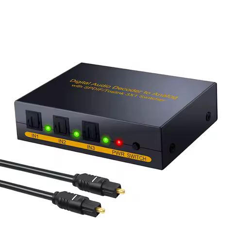 SPDIF Switch 3 Port Digital Audio Decoder to Analog with SPDIF Toslink 3×1 Switcher 5.1 Channel SPDI