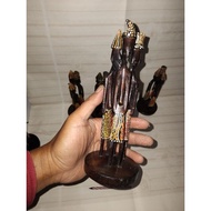 WOODEN STATUE SET OF 3 PAINTED DOTS