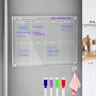 Transparent Weekly Planner Message Board, Acrylic Meal Planner Magnetic Menu Board, 15*11.8inch For 