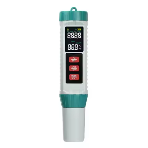 AT05-Digital Chlorine Meter 5 In 1 PH/EC TDS/SALT/TEMP Tester Water Quality Analyzer For Swimming Po