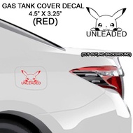 Gas Tank Cover Decal Car Sticker - Pokemon Pikachu UNLEADED 1 Car Sticker Decal RED Waterproof
