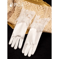 Bridal Wedding Satin Gloves French Retro Lace Satin Light Wedding Dress Photo Studio High-End Access