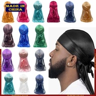 HIk Silky Durag Long Tail Head Wrap Turban Hat for Men Women Breathable Headwrap Hat for Dreadlocks 