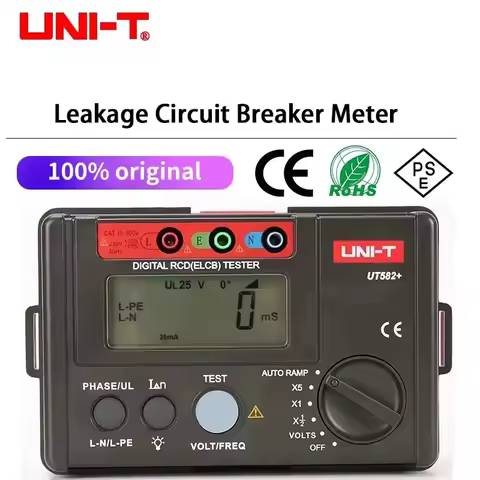 UNI-T UT582+ Digital RCD (ELCB) Tester AUTO RAMP Leakage Circuit Breaker Meter with Mis-Operation Bu