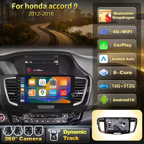 Qualcomm Android 16 Carplay For Honda ACCORD 9 2.0L 2.4L 2012 2013-2015 2016-2018 Car Radio 2Din Mul