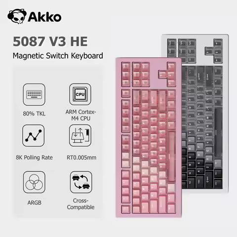 Akko 5087 V3 HE Magnetic Switch Keyboard 80% TKL US Layout Rapid Trigger 0.005mm 8K Type-C Wired Cus