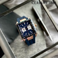 [Original] Cerruti 1881 CTCIWGO0018809 Square Men's Watch Blue Silicone Strap | Official Warranty