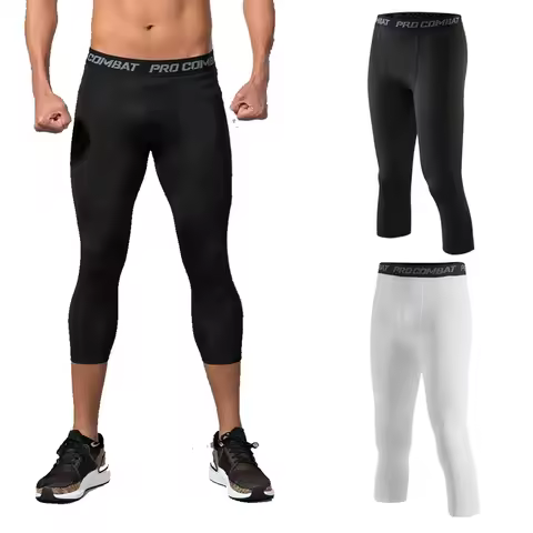 Mens Workout Shorts Sports Wear Running Tights Gym Leggings Tights for Men Yoga Pants Compression Ex