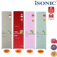 ISONIC MDR-BCD261LH DOUBLE DOOR VINTAGE REFRIGERATOR 181L (RED|CREAMY WHITE|PINK|APPLE GREEN)