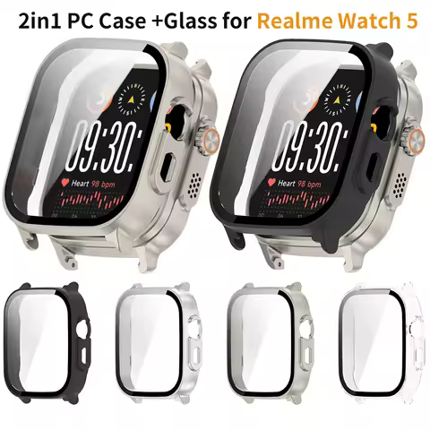 Case For Realme Watch 5 PC+Tempered Glass Bumper Full Cover Protective Shell For Realme Watch5 Scree