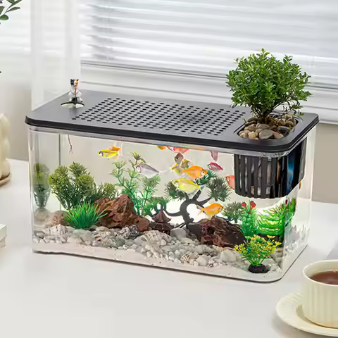 Aquarium Fish Tanks Fishbowl Accessories Reptile Tank Terrarium Full View Visually Habitat Cage for 