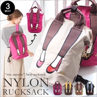 [mis zapatos] 3WAY Anklet Nylon Backpack/Totebag/Shoulder bag