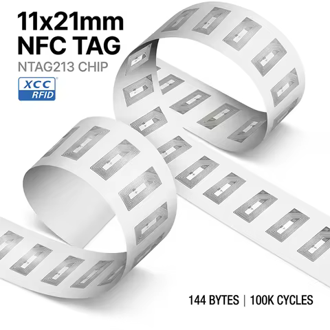 Ntag213 NFC Tags Sticker 0.83" X 0.43" Programmable Rewritable 144 Bytes Compatible with All NFC-Ena