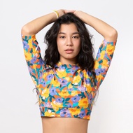 FIORI NECTARINE CROPPED 3/4 SLEEVED TOP
