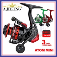 (UL) Ajiking Atom Mini Mesin Pancing Spinning Fishing Reel Ultralight