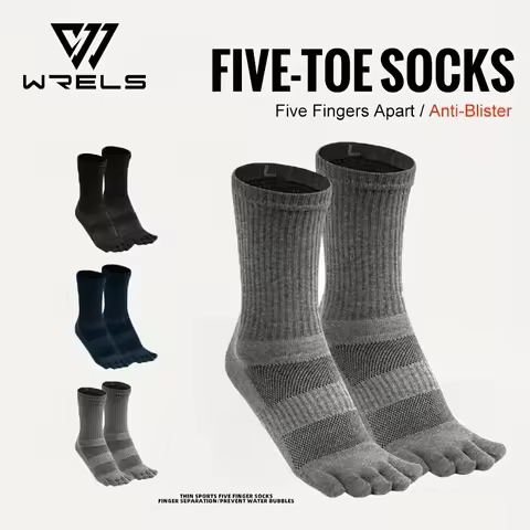 WRELS 1/2/3 Pairs Toe Socks Cotton Athletic Running Five Finger Socks Cushion Socks Sweat-Absorbing 