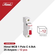 Himel MCB 1 Pole C 4.5kA 25 A contains 12 pcs (Box)