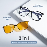 Cyxus  2 In 1 Polarized Magnetic Sunglasses UV400 Square Metal Protection Anti Glare glasses Men / W