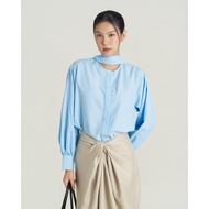 Stylized EUPHEMIA shirt with elegant, minimalist round neck and puff sleeves for everyday wear STITC
