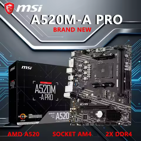 NEW MSI A520M-A PRO Motherboard A520M Socket AM4 2x DDR4 64GB M.2 Micro-ATX support Ryzen 5700X 5600