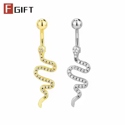 Snake Belly Button Rings Titanium Navel Piercing Banana Bar Custom Curved Barbell Dandy Baddie Body 