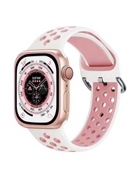 St. Siabe女士和男士時尚運動兩色調透氣矽膠手錶帶，適用於Apple Watch 38mm 40mm 41mm 45mm 44mm 42mm 49mm皮帶，柔軟舒適透氣手帶，手鐲，手腕派對節日禮物，附帶Apple Watch Ultra Series 9/8/7/6/5/SE/4/3/2/1 Correa配件更換錶帶配件