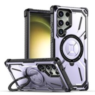 全城熱賣 - 適用於三星 Galaxy S23 Ultra 5G 黃金甲支架手機殼（淺紫）