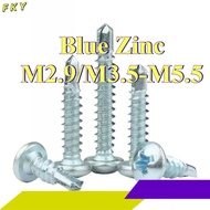 Blue-plated zinc-plated cross round head drill tail self-tapping, hard self-tapping screws M2.9/M3.5