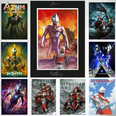 1PC ，Ultraman Tiga Dyna Zero Anime Canvas Posters Wall Art Prints HD Home Decor Boys Room Bedroom Ki