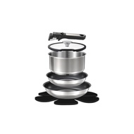 CAROTE 7-Piece Frying Pan Set - Stainless Steel, Compatible with IH and Gas Stoves, Dishwasher Safe,