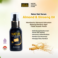 Natur Hair Recovery Serum Almond & Ginseng Oil 60 ml - Paket Menguatkan Akar Rambut Rontok / Anti Ha