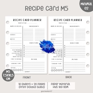 Planner Book Refill Paper Binder Recipe Card Simple Minimalist M5