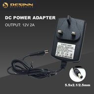 12VDC 2A POWER ADAPTER WITH 5.5 x 2.5MM HEAD Wall Plug AC to DC Power Supply 12 Volt 2 Amp