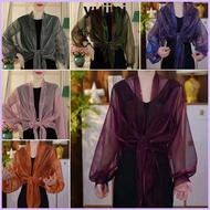 YUJINI Temperament Cardigan, Sunshade Long Sleeve Tulle Shawl, Fashion Sunscreen Thin Raglan Sleeve 