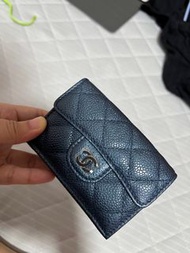 Chanel 深藍色三摺經典款短銀包