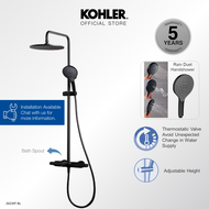 KOHLER Aleo Thermostatic 3-Way Shower Column with Rainduet Multifunction Handshower Overhead Shower System and Lower Tap - Matt Black Round K-26239T-9-BL / Rectangle K-26243T-9-BL