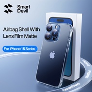 SmartDevil เคสเคสโทรศัพท์เคลือบมีฟิล์มเลนส์สำหรับ iPhone 15 Pro Max iPhone 15 Pro iPhone 15 Plus เคส iPhone 15 Plus เคสปกป้องเลนส์รวมทุกอย่างป้องกันลายนิ้วมือซิลิโค