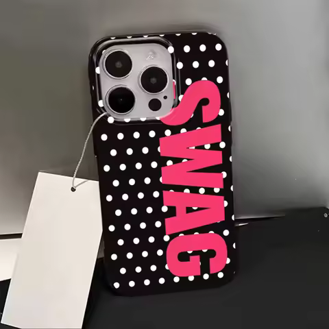 Polka Dots Letter SWAG Pattern Design Phone Case For iPhone 17 16 15 14 13 12 11 Pro Max Air 16e XR 