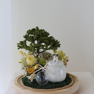 【設計款花盅】沈浸式抹茶樹 客製化永生花 骨灰罐 寵物骨灰花盅