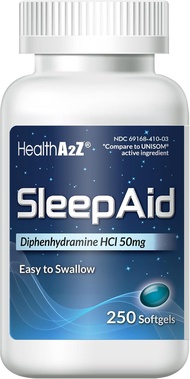 HealthA2Z Sleep Aid Diphenhydramine Softgels 50mg Supports Deeper Restful Sleeping (250 Counts)