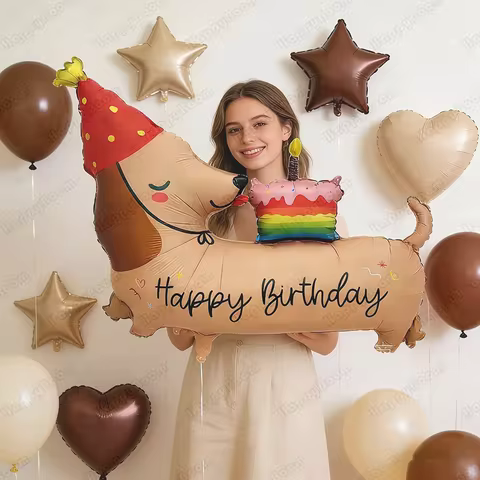 Cartoon Birthday Sausage Dog Aluminum Film Balloon Dog Theme Party Balloon Decoration Birthday Party