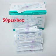 50pcs Disposable IV Cannula Intravenous Injection Catheter with Wings 22G 24G 26G Veterinary Small W