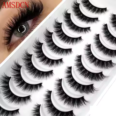 HBZGTLAD 10Pairs Faux Mink False Eyelashes Natural Long Makeup 3d Mink Lashes Extension Eyelashes Sh