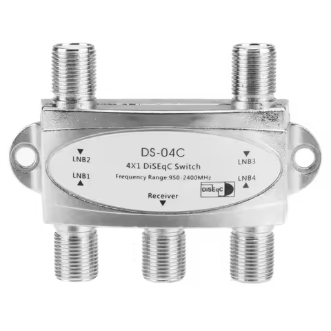 4 in 1 4 x 1 DiSEqc 4-way Wideband Switch DS-04C High Isolation Connect 4 Satellite Dishes 4 LNB For