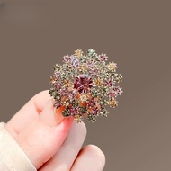 Color Diamond Dandelion Brooch High-End Fixed Clothes Suit Accessories Ladies Exquisite Pin