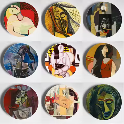 Picasso Oil Painting Plate Abstract Ceramic Wall Decorative Plates Home Hanging Decoration Porcelain