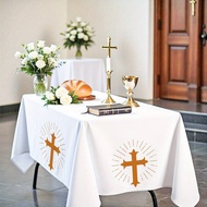 Catholic Church Altar Tablecloth Holy Week Christian Cross Pattern Tablecloth