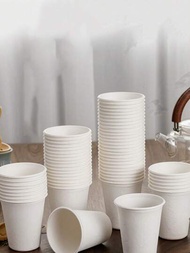 50入組可重複使用加厚白色紙杯，適用於奶茶、咖啡、黑糖奶茶，雙層隔熱咖啡杯