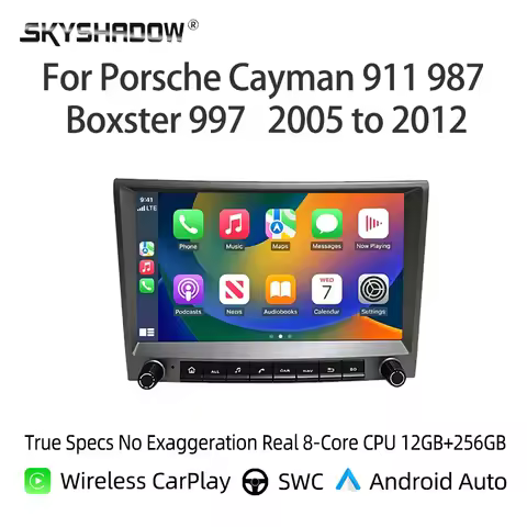 ForPorsche Cayman 911 987 Boxster 997 2005 to 2012 Camera 8G+256G Carplay Android 14.0 Car DVD Playe