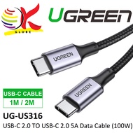 UGREEN TYPE-C USB-C 2.0 TO USB-C 5A CHARGING CABLE US316 (100W) WITH 480MBPS TRANSFER SPEED - 1 METER / 2 METER - BLACK